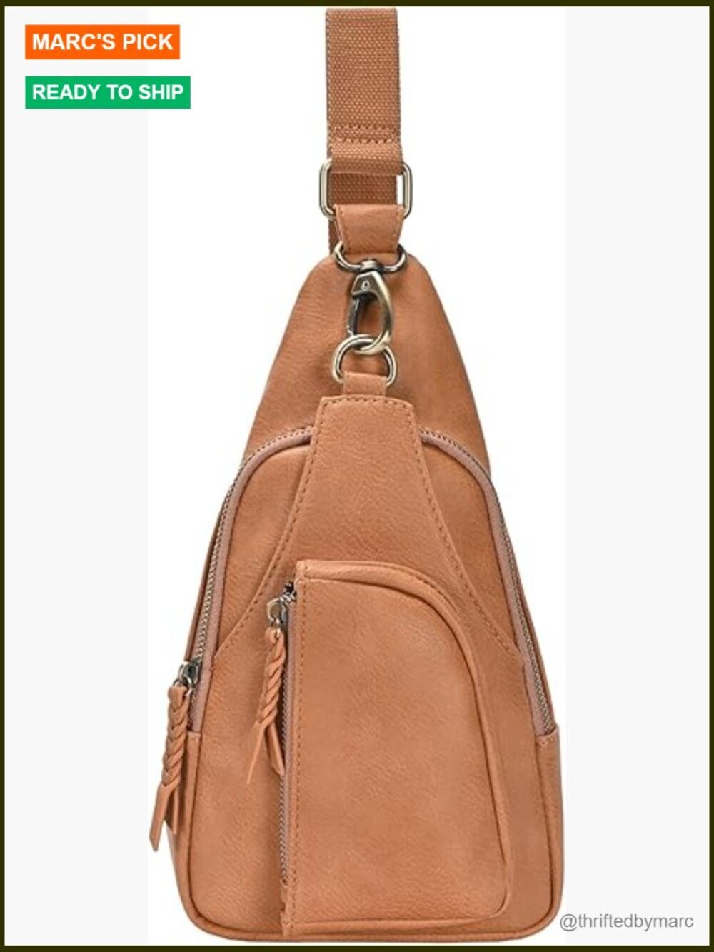 Vegan Leather Crossbody Sling Bag with Adjustable Strap, Travel Friendly
